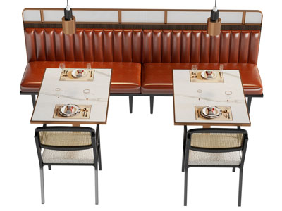 现代饭店卡座餐桌椅组合3d模型 现代饭店卡座餐桌椅组合