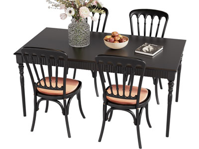 法式长方形餐桌椅组合3d模型 法式长方形餐桌椅组合