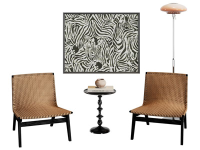 现代编织休闲椅子 落地灯 挂画