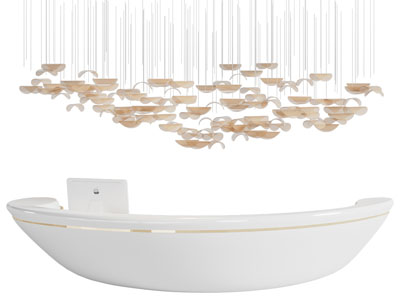 现代前台接待台 吊灯3d模型 现代前台接待台 吊灯