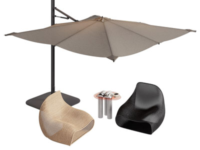 现代户外遮阳伞 休闲懒人沙发 边几3d模型 现代户外遮阳伞 休闲懒人沙发 边几