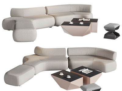 现代弧形多人沙发 茶几组合