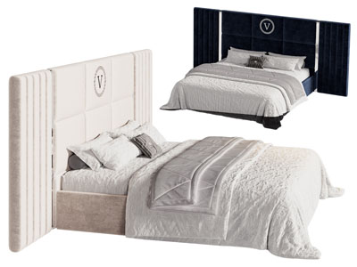 现代加宽床头双人床
