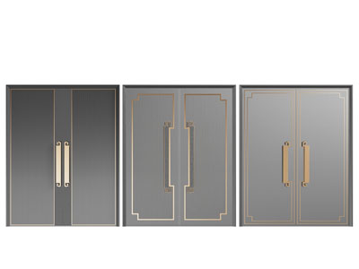 新中式双开门 大门3d模型 新中式双开门 大门