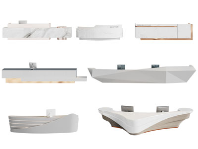 现代前台接待台3d模型 现代前台接待台