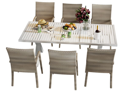 现代户外餐桌椅组合3d模型 现代户外餐桌椅组合