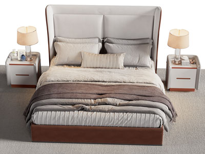 现代双人床 床头柜