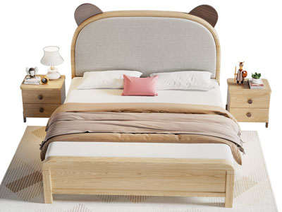 现代儿童双人床 床头柜