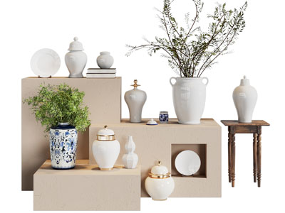 侘寂风陶瓷器皿 摆件组合