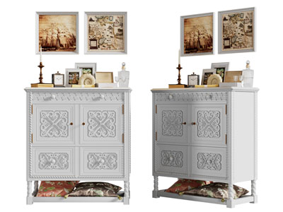 美式奶油风玄关柜 边柜3d模型 美式奶油风玄关柜 边柜