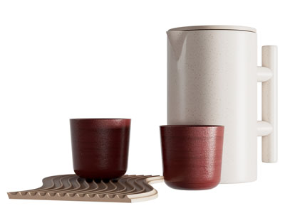 现代茶壶 热水壶 隔热垫 茶具杯子