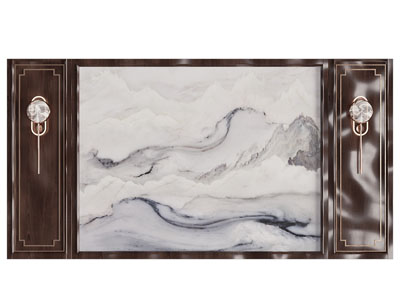 新中式背景墙3d模型 新中式背景墙