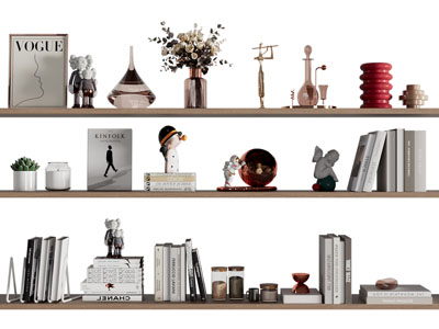 现代书本 花瓶花卉 摆件组合