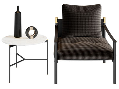 现代休闲椅子 边几