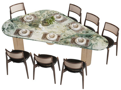 现代三角形餐桌椅组合3d模型 现代三角形餐桌椅组合