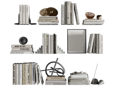 现代书本 书籍 饰品摆件组合