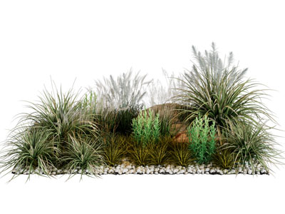 现代花草植物石子景观园艺小品3d模型 现代花草植物石子景观园艺小品