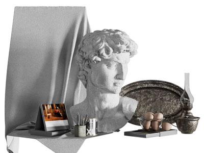 欧式大卫半身雕塑雕刻 摆件组合