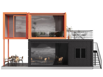 现代集装箱餐饮店3d模型 现代集装箱餐饮店