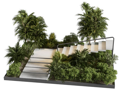 现代台阶 花草植被景观园艺小品3d模型 现代台阶 花草植被景观园艺小品