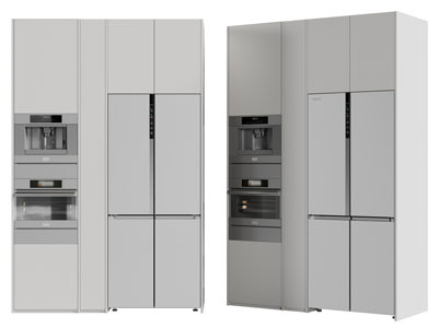 现代嵌入烤箱 冰箱的高柜 橱柜3d模型 现代嵌入烤箱 冰箱的高柜 橱柜