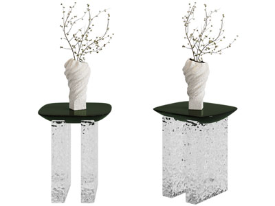 现代方形边几 花瓶花卉3d模型 现代方形边几 花瓶花卉