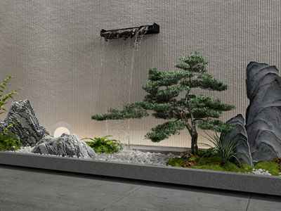 现代新中式假山水景 叠水景观 室内景观小品 庭院小品