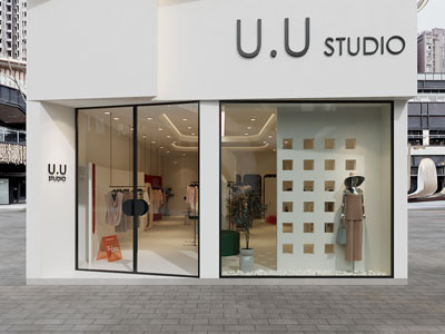 现代奶油服装店门头