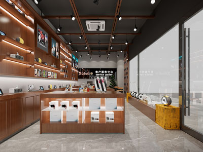 现代手机专卖店 产品中岛柜 服务台 音响 手机 数码相