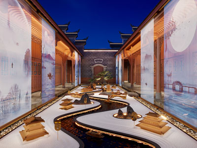 中庭徽派建筑院子花园景观