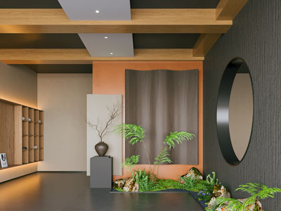 新中式 苔藓景观 景观小品 室内造景