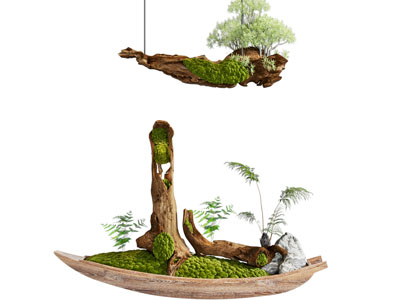 枯木绿植摆件 苔藓绿植