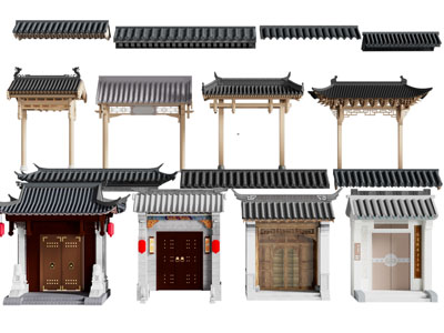中式庭院门头 琉璃瓦 屋檐 飞檐