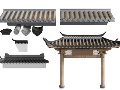 中式屋檐 瓦片 门头