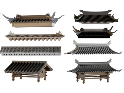 新中式屋檐 房檐 建筑构件