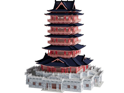 现代古建 四方阁楼 四方塔 五层塔