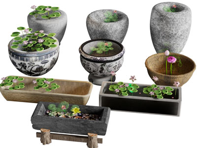 新中式石雕荷花池 景观园艺小品