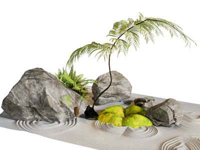楼梯间小景 室内假山小品