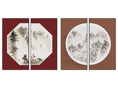 新中式组合挂画 山水画 装饰画