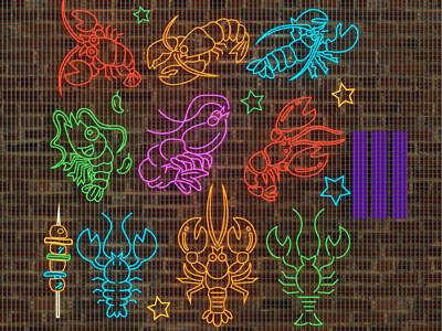 现代海鲜饭店龙虾霓虹灯 氛围灯 墙饰挂件