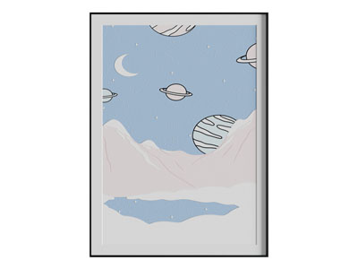 现代儿童画 装饰画 宇宙卡通画