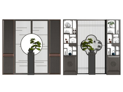 新中式镂空隔断 隔断柜