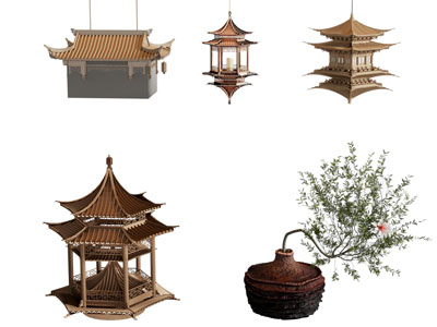 中式雕塑 古建吊灯