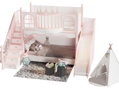 现代儿童上下床 帐篷