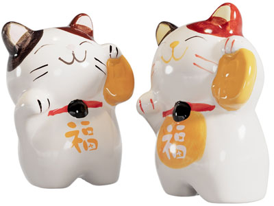 现代陶瓷招财猫 摆件组合