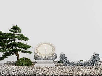 现代松树 石子 景观园艺小品