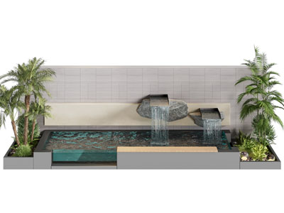 现代庭院水景 树木景观园艺小品