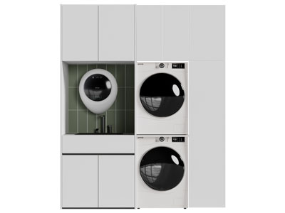 现代阳台洗衣机收纳柜