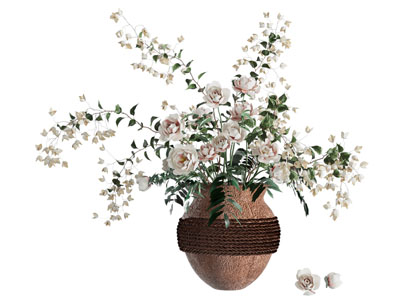 现代陶艺花瓶花卉