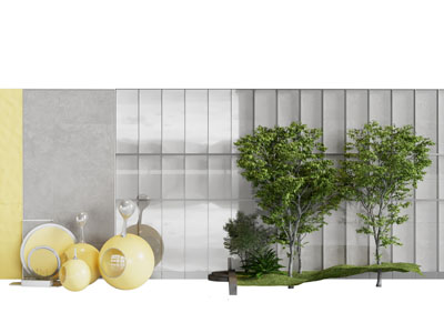 现代庭院树木 景观园艺小品